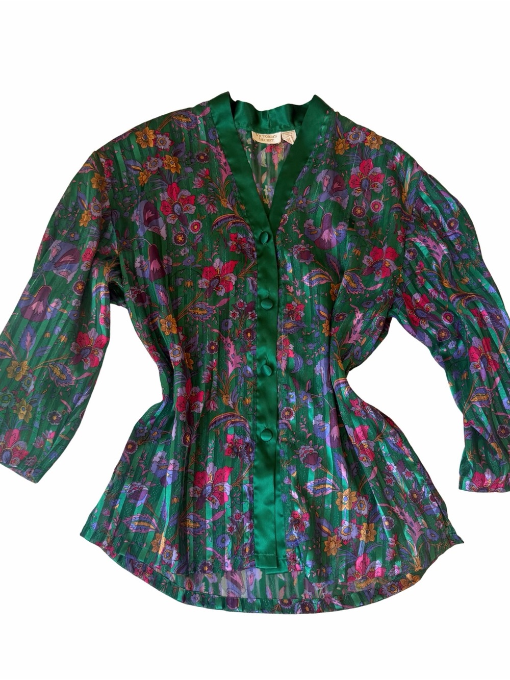 Victoria's Secret Emerald Green Floral Button-Front Blouse